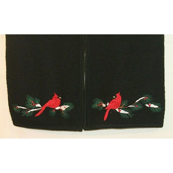 Timberlea 100% Wool Vest Vtg Black Christmas Holiday Full Zip Womens Size M - Picture 3 of 6